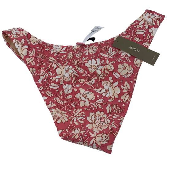 New J. Crew Coral Pink Floral Cheeky Bikini Swim Bathing Suit Bottom Size Small - Picture 7 of 8
